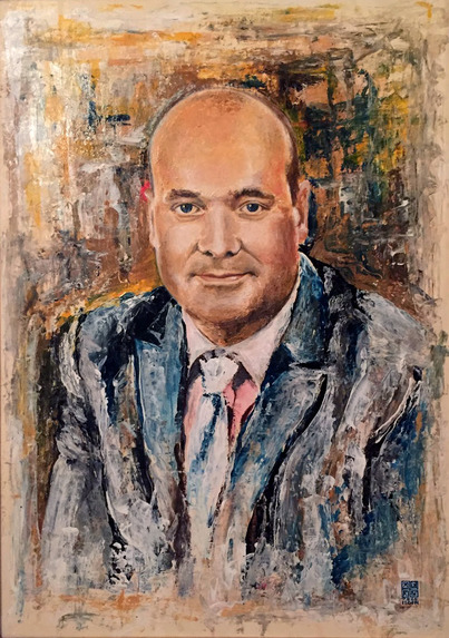 Portrét pána z Viedne. 70 x 50 cm akryl na sololite