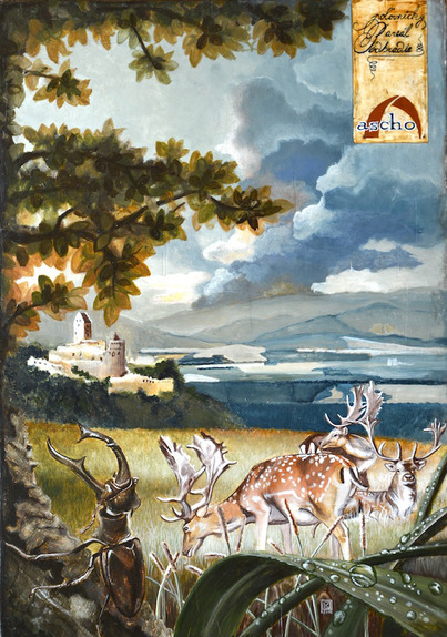 Topoľčiansky hrad 50 x 35cm gvaš na sololitr